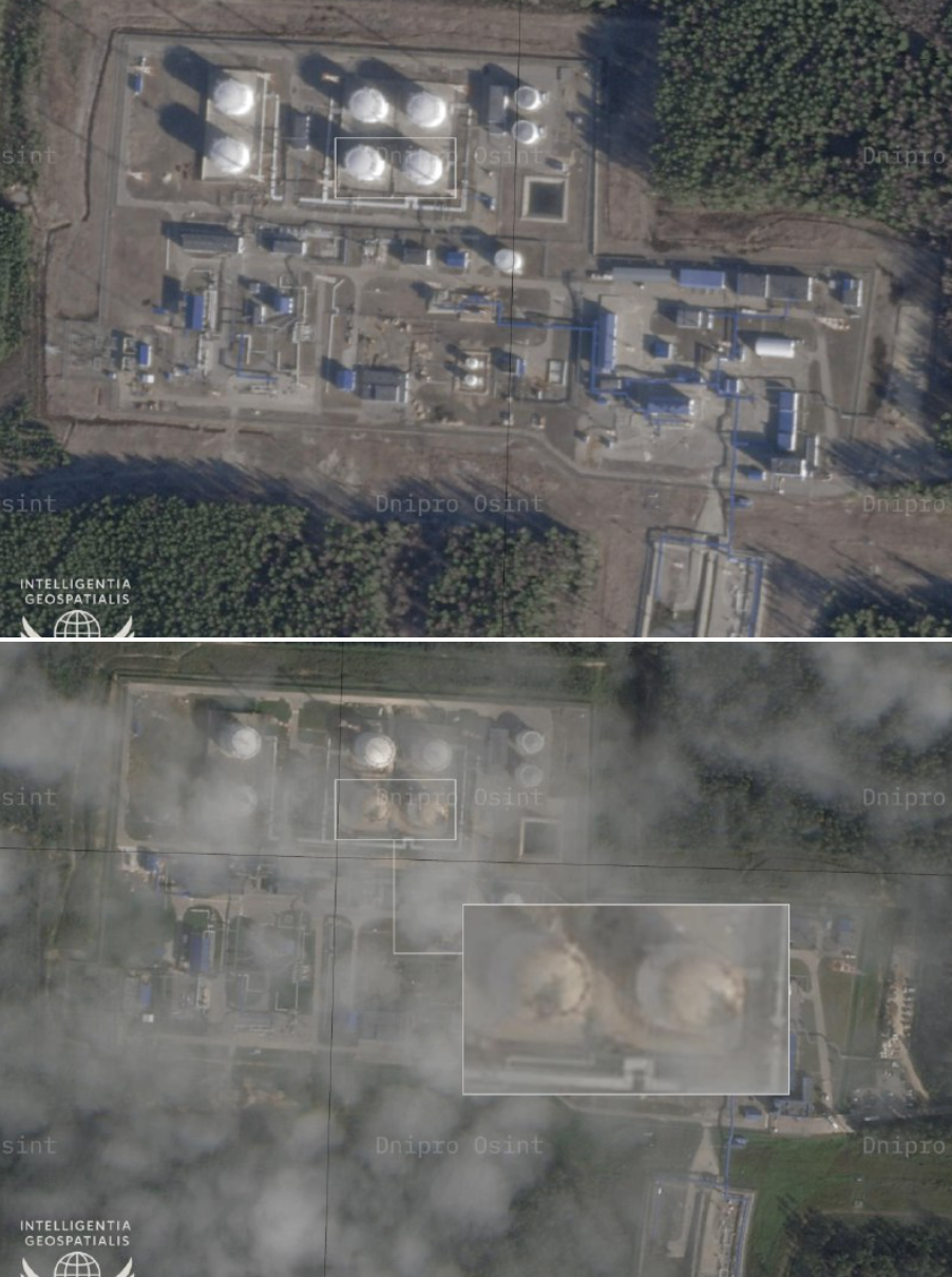 Последствия удара по нефтеперекачивающей станции Второво в деревне Пенкино во Владимирской области