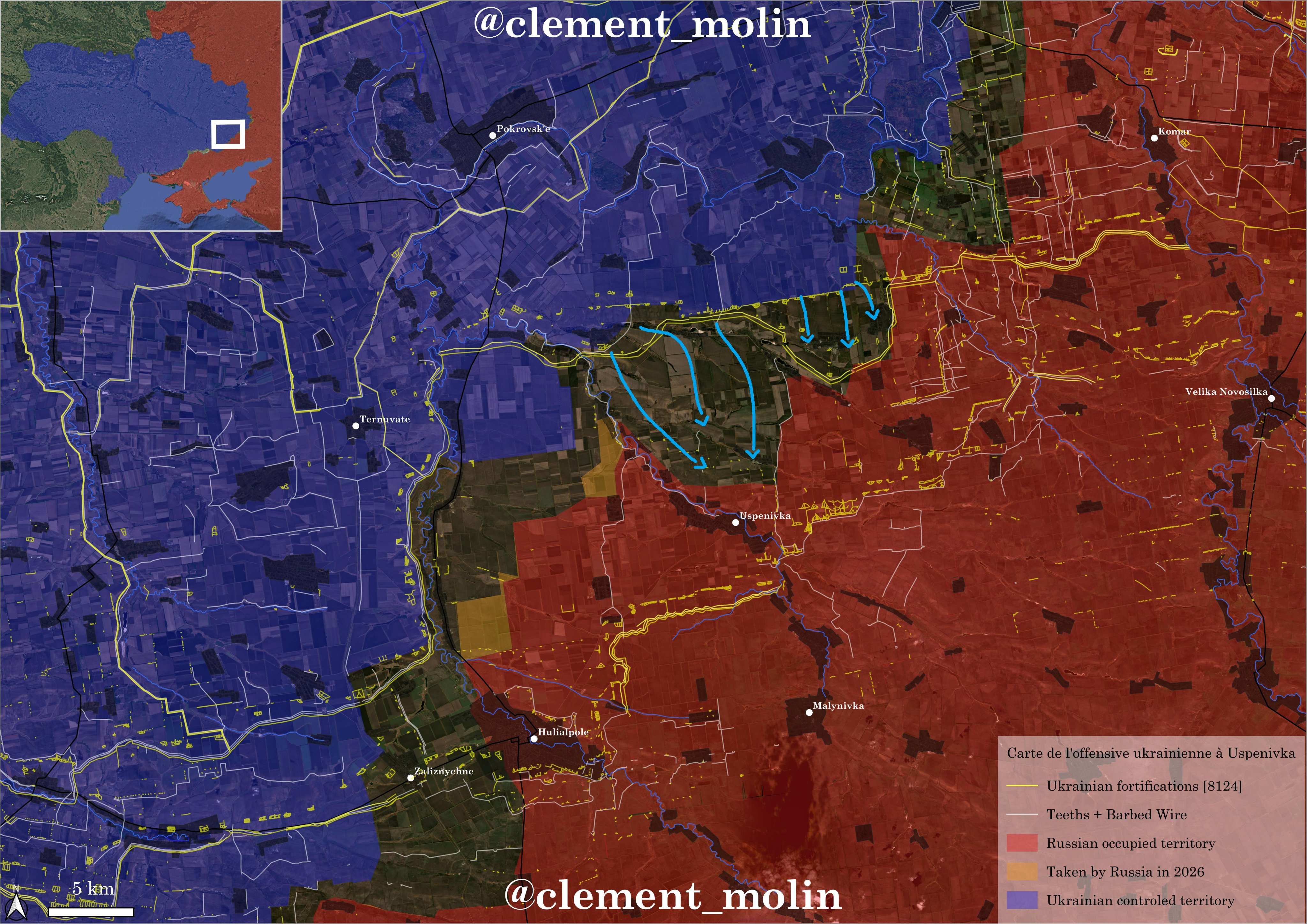 Ситуация на южно-донецком направлении по версии исследователя под ником Clément Molin
